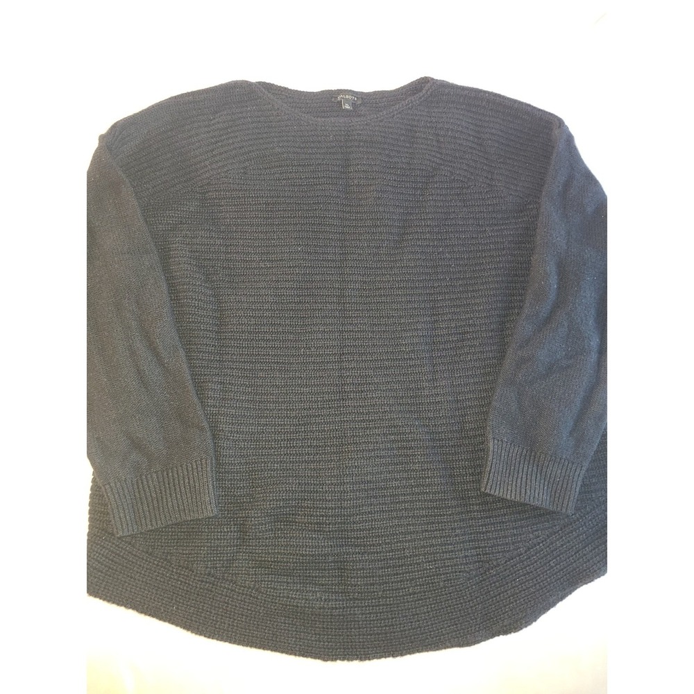 Talbots Lambswool Black Ribbed Knit Pullover Sweater XL Drop Shoulder